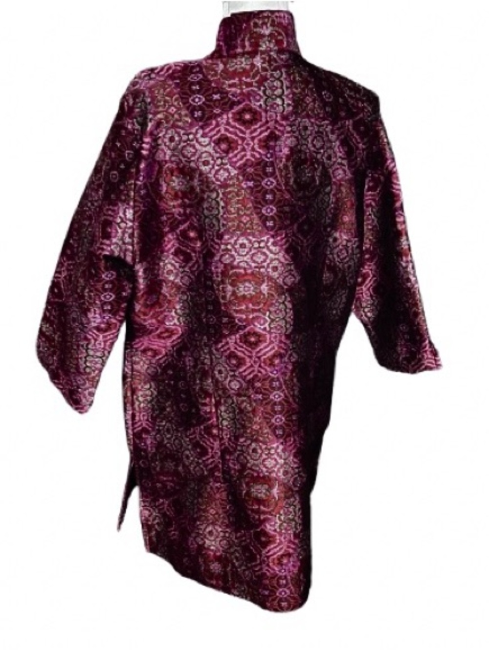 100% Silk CONNIE ROBERSON Jacket Tapestry Brocade Small Burgundy Designer - Picture 8 of 15